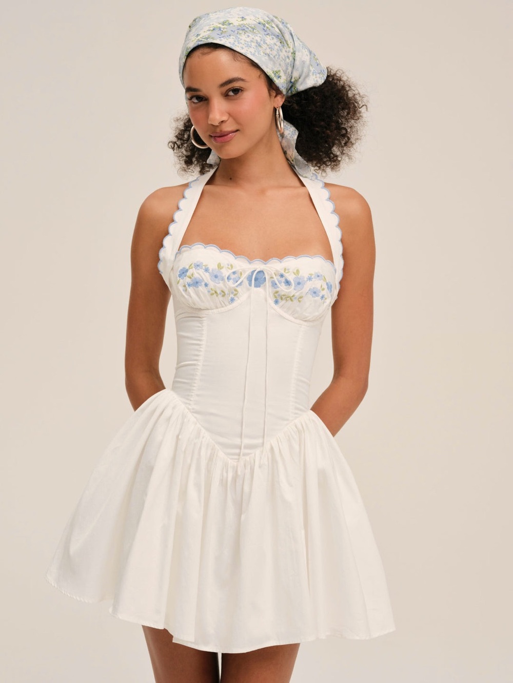 For Love and Lemons Tea Time Poplin Bustier Mini Dress